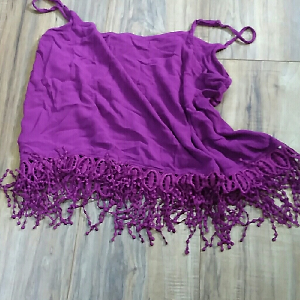 Purple And Bronze Rayon Beach Shirt - Picture 6 of 6